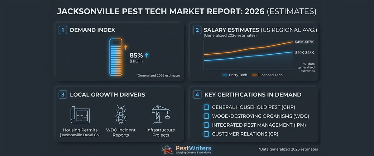 Pest Tech Jobs Jacksonville: 2026 Recruitment Market Snapshot and Salary Estimator